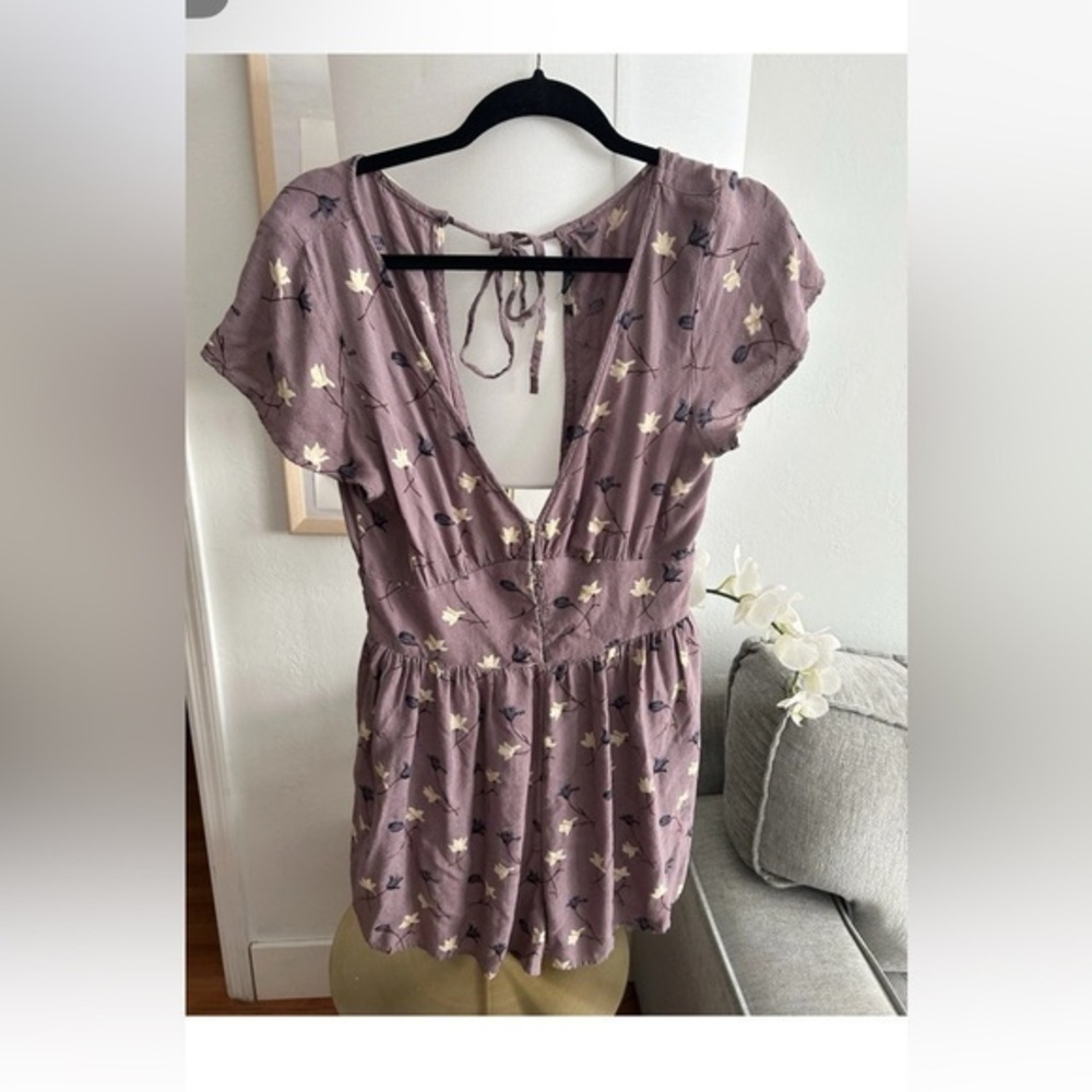American Eagle Purple Floral Boho Western Corset Romance Cowgirl Romper Size M